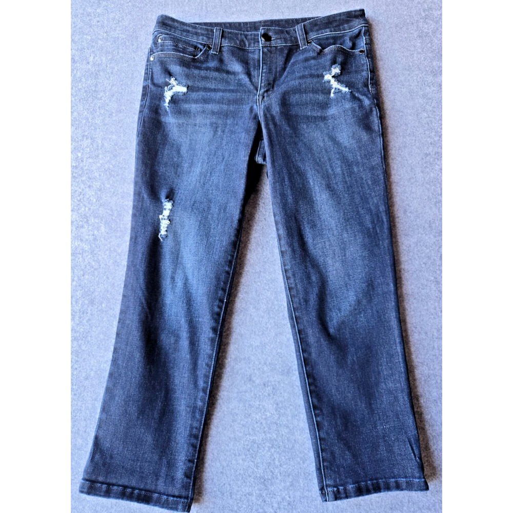 Christopher & Banks Women's Cropped Jeans Size 8 Dark Wash Distressed 32x24